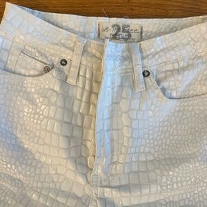 We The Free Ivory Croc-Embossed Pants